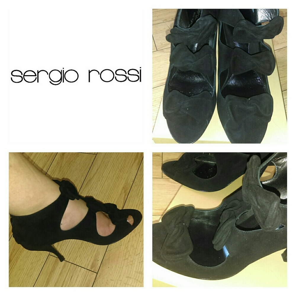 Sergio Rossi Vero Cuoio Suede Bow Sandals